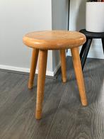 Hout houten kruk krukje rond bruin vintage brocante stijl, Ophalen of Verzenden, Zo goed als nieuw, Hout