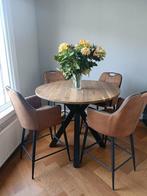 Xooon Colombo Bartafel rond mangohout- 110cm incl. 5 stoelen, Huis en Inrichting, Barkrukken, Ophalen, Zo goed als nieuw, 90 cm of meer