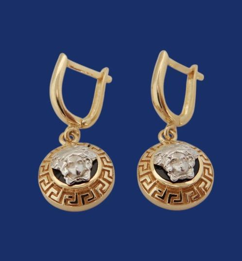 Prachtige 14 karaat Gouden Oorbellen Versaceoorbellen, Sieraden, Tassen en Uiterlijk, Oorbellen, Nieuw, Hangers, Goud, Goud, Verzenden