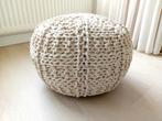 Stevige gebreide katoenen poef naturelkleur 50cm x 35cm, Ophalen, Minder dan 50 cm, Scandinavisch Japandi Modern, Rond