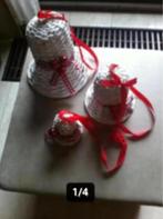 Setje Kerstklokken wit riet 3 delig 10cm15cm20cm, Ophalen of Verzenden, Zo goed als nieuw