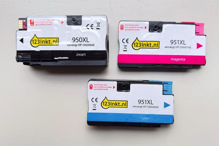 HP 951XL  Cyaan + Magenta + extra Zwart (123inkt huismerk), Computers en Software, Printerbenodigdheden, Nieuw, Cartridge, Ophalen of Verzenden