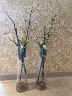 Decoratieve vazen met zijdebloemen - 120cm, Ophalen, Wit, 75 cm of meer, Glas