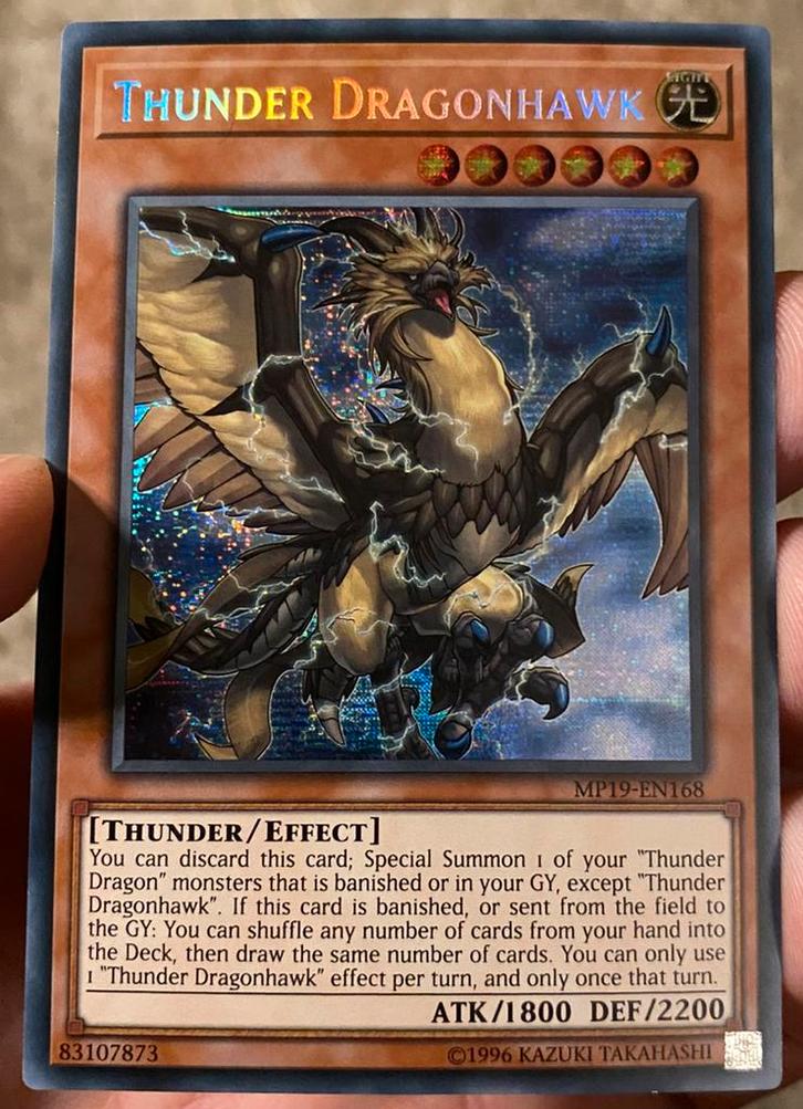 Yu-Gi-Oh! Thunder Dragonhawk MP19 Tin Promo !, Hobby en Vrije tijd, Verzamelkaartspellen | Yu-gi-Oh!, Zo goed als nieuw, Losse kaart