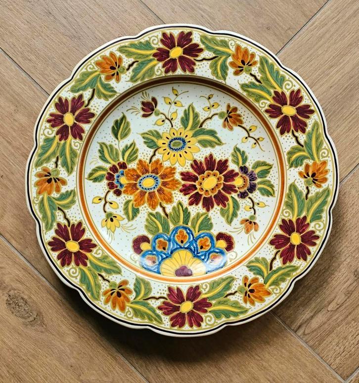 P.L. Polychrome Bord Handbeschilderd Nederland - 33cm, Antiek en Kunst, Antiek | Wandborden en Tegels, Ophalen of Verzenden