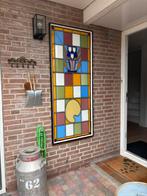 Glas-in -lood raam,69,5x164, Doe-het-zelf en Verbouw, Glas en Ramen, Ophalen, Gebruikt, Minder dan 80 cm, Glas in lood