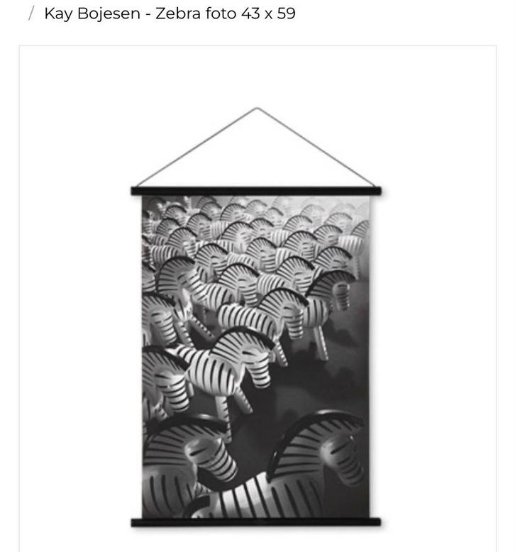 Kay Bojesen Zebra Poster - Nieuw in lijst, Huis en Inrichting, Woonaccessoires | Schilderijen, Tekeningen en Foto's, Nieuw, Foto of Poster