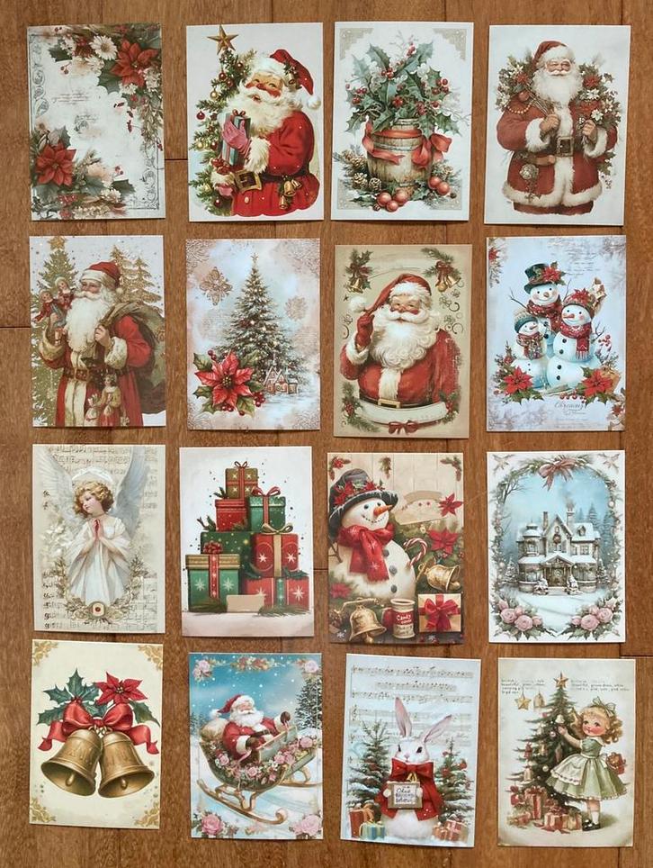 24 ansichtkaarten VINTAGE KERST + stickers Victoriaans stijl, Verzamelen, Ansichtkaarten | Themakaarten, Ongelopen, 1980 tot heden
