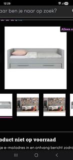 Woood bedbank Dennis lichtgrijs met lade inclusief bodem, Ophalen, Gebruikt, 90 cm, Eenpersoons