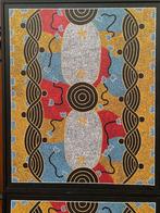 2 grote Aboriginal werken op canvas, Antiek en Kunst, Kunst | Schilderijen | Abstract, Ophalen