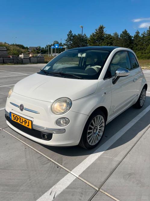 Fiat 500 1.4 Lounge – 2008 – Panorama dak - Wit., Auto's, Fiat, Particulier, Elektrische ramen, Panoramadak, Benzine, Euro 4, D