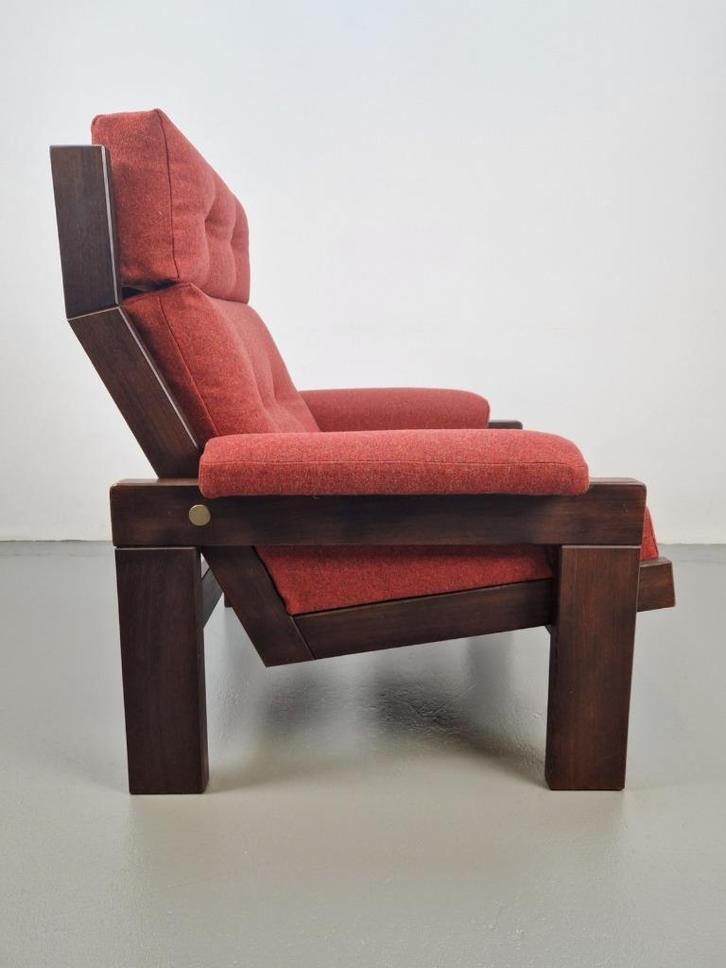 Vintage wengé fauteuil brutalist Martin Visser Spectrum ´60, Huis en Inrichting, Fauteuils, Zo goed als nieuw, Hout, Stof, Overige materialen