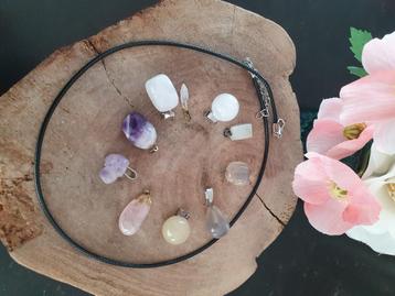 Amethist en kwarts edelsteen hangers - 10 voor 10,- beschikbaar voor biedingen