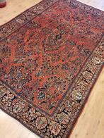 Vintage handgeknoopt perzisch tapijt sarough antiek 283x187, 200 cm of meer, 150 tot 200 cm, Gebruikt, Rechthoekig