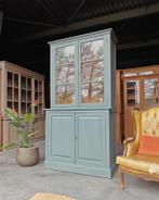 Vintage winkelkast , groen, grijs, blauw | Teakhout #719, Huis en Inrichting, Met deur(en), 100 tot 150 cm, Ophalen of Verzenden