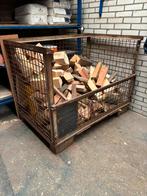 Voorraad krat brandhout hout opslag krat 4 x1 m3 en 1x staal, Minder dan 3 m³, Ophalen of Verzenden, Blokken, Overige houtsoorten