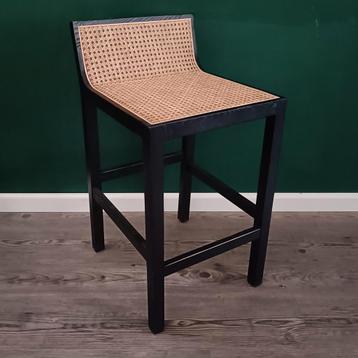 8x Japandi stijl rotan webbing zwart hout 63cm beschikbaar voor biedingen