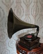 78 toeren hoorn grammofoon his masters voice  koperen hoorn, Ophalen of Verzenden