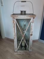 Lantaarn vintage met decoratie, Huis en Inrichting, Woonaccessoires | Kandelaars en Kaarsen, Gebruikt, Kandelaar, Wit, Hout