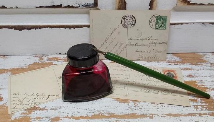 Oud Talens inktpot met pennetje, Antiek en Kunst, Antiek | Kantoor en Zakelijk, Ophalen of Verzenden