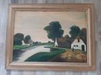 Schilderij dorpsgezicht, Antiek en Kunst, Kunst | Schilderijen | Klassiek, Ophalen