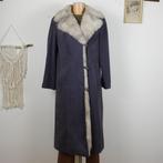 Suedezet lang jas imitatie bont rand kraag maxi duster Sz 38, Maat 38/40 (M), Verzenden, Zwart, Second Glow