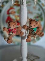 Vintage kerstbeertjes, set van 2, fluweel, kersthangers, Ophalen, Nieuw