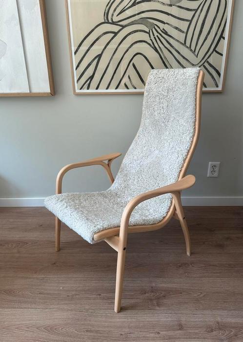 Lamino Swedese fauteuil als nieuw, Huis en Inrichting, Fauteuils, Zo goed als nieuw, Hout, Leer, 75 tot 100 cm, Minder dan 75 cm