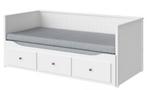Hemnes Bedbank met 3 lades en 1 matras - 80x200 cm, Ophalen, Eenpersoons, Wit, Zo goed als nieuw