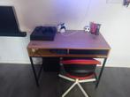 Bureau TRAPPEDAL Deco fineer en staal 1 lade en bureaustoel, Ophalen of Verzenden, Zo goed als nieuw