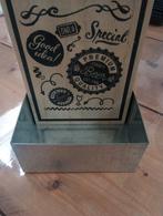 Houten Kandelaar/Flesopener met Metalen Bakje mancave Cafe, Bruin, Ophalen of Verzenden, Zo goed als nieuw, Hout