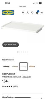 NIEUW! Ikea komplement uittrekbare plank wit 100x58 Pax kast, Zo goed als nieuw, Minder dan 100 cm, 50 tot 75 cm, 50 tot 100 cm