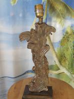 vintage glazen lamp messing murano glasdelen koperen voet, Ophalen of Verzenden, Gebruikt, Glas, Minder dan 50 cm