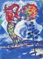 Marc Chagall (1887) Kleur Zink Ets " De Zeemeermin " Gen Ges, Antiek en Kunst, Kunst | Etsen en Gravures, Ophalen of Verzenden