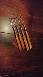 Set van 4 vintage oliebollenvorkjes, Antiek en Kunst, Antiek | Bestek, Ophalen of Verzenden