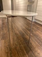 Design tafel – wit blad met chroom poten (100  60 cm), Ophalen, Zo goed als nieuw, 75 cm of meer, Hout