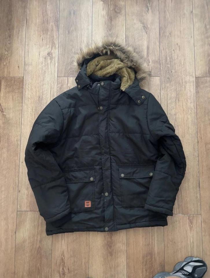 Winterjas Heren met Capuchon, Kleding | Heren, Jassen | Winter, Zo goed als nieuw, Maat 56/58 (XL), Zwart, Ophalen of Verzenden