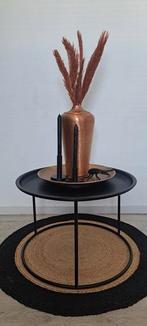 Mat zwarte, metalen salontafel, Huis en Inrichting, Tafels | Salontafels, Ophalen, 50 tot 100 cm, Rond, 50 tot 100 cm
