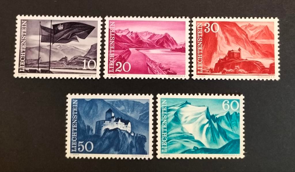 Liechtenstein 1959 Landschap Mi. 381-385 postfris serie, Verzenden, Overige landen, Postfris