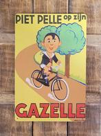 Piet Pelle op zijn Gazelle reclamebord van metaal wandbord, Reclamebord, Info@deconoord.nl, Deco Noord, Nieuw