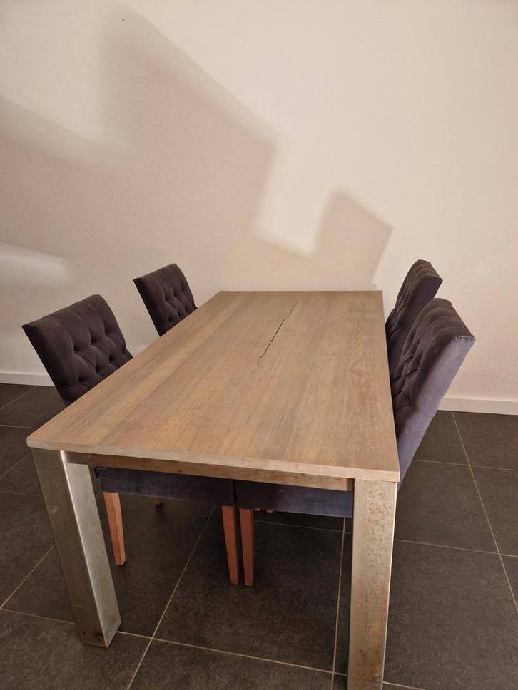 Meubelset vergrijsd eiken met staal, Huis en Inrichting, Complete inboedels, Ophalen