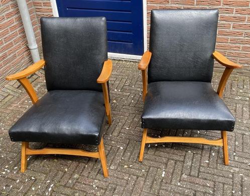 2x Leuke Vintage Stoel ( retro mid century webe fauteuil ), Huis en Inrichting, Fauteuils, Gebruikt, Hout, Overige materialen