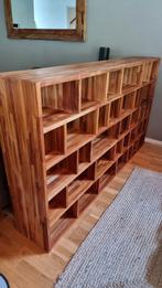 Massief teakhouten vakkenkast | 180x100x30 | zwaar design, Huis en Inrichting, Kasten | Boekenkasten, Ophalen, Met plank(en), 100 tot 150 cm