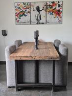 Industriële eetkamertafel  en 4 stoelen, Ophalen, Gebruikt, 200 cm of meer, 50 tot 100 cm