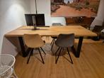 Massief houten tafel met metalen poten, Huis en Inrichting, Tafels | Eettafels, Ophalen, Rechthoekig, 50 tot 100 cm