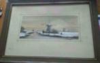 heel mooi winterlandschap aquarel met molens., Ophalen