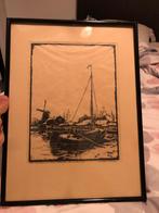 Vintage Lijst Oude Rijn, Antiek en Kunst, Kunst | Etsen en Gravures, Ophalen of Verzenden