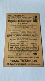 Reclame prent Firma Dumoulin wasserij en stomerij, Ophalen of Verzenden, Zo goed als nieuw, Overige typen