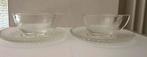 Kristalunie Maastricht 2 theekop + schotels geperst glas, Antiek en Kunst, Ophalen of Verzenden