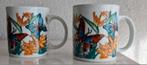 Twee vintage Bekers met Bloemen en Vlinders, Huis en Inrichting, Keuken | Servies, Ophalen of Verzenden, Zo goed als nieuw, Overige stijlen